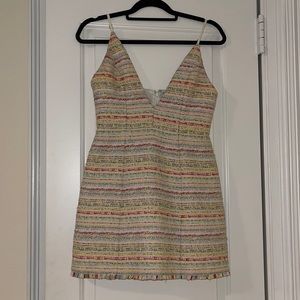 NBD structured rainbow tweed mini dress